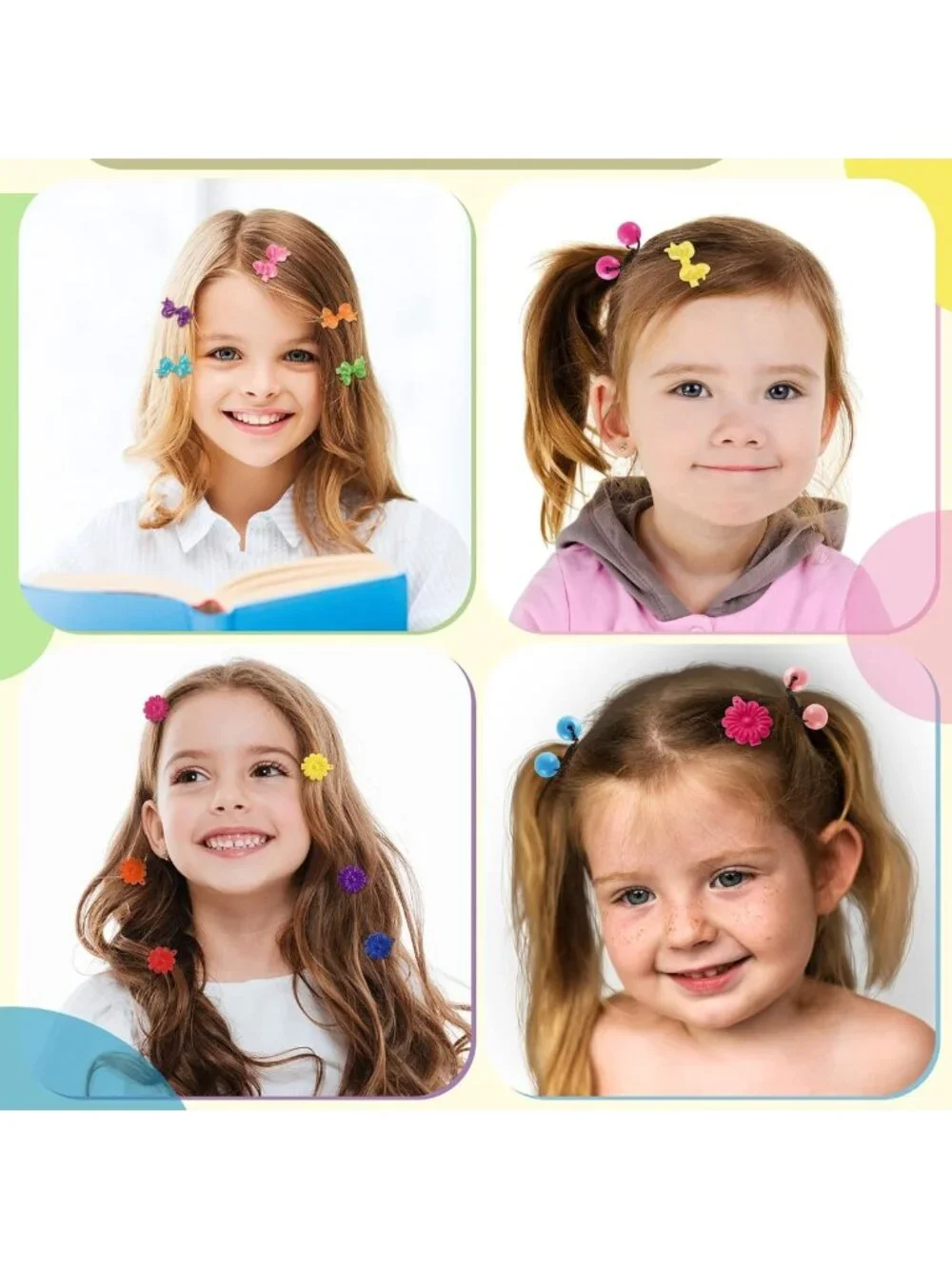 60 Pcs Girls Hair Clips & Barrettes - Cute Ponytail Holders & Accessories